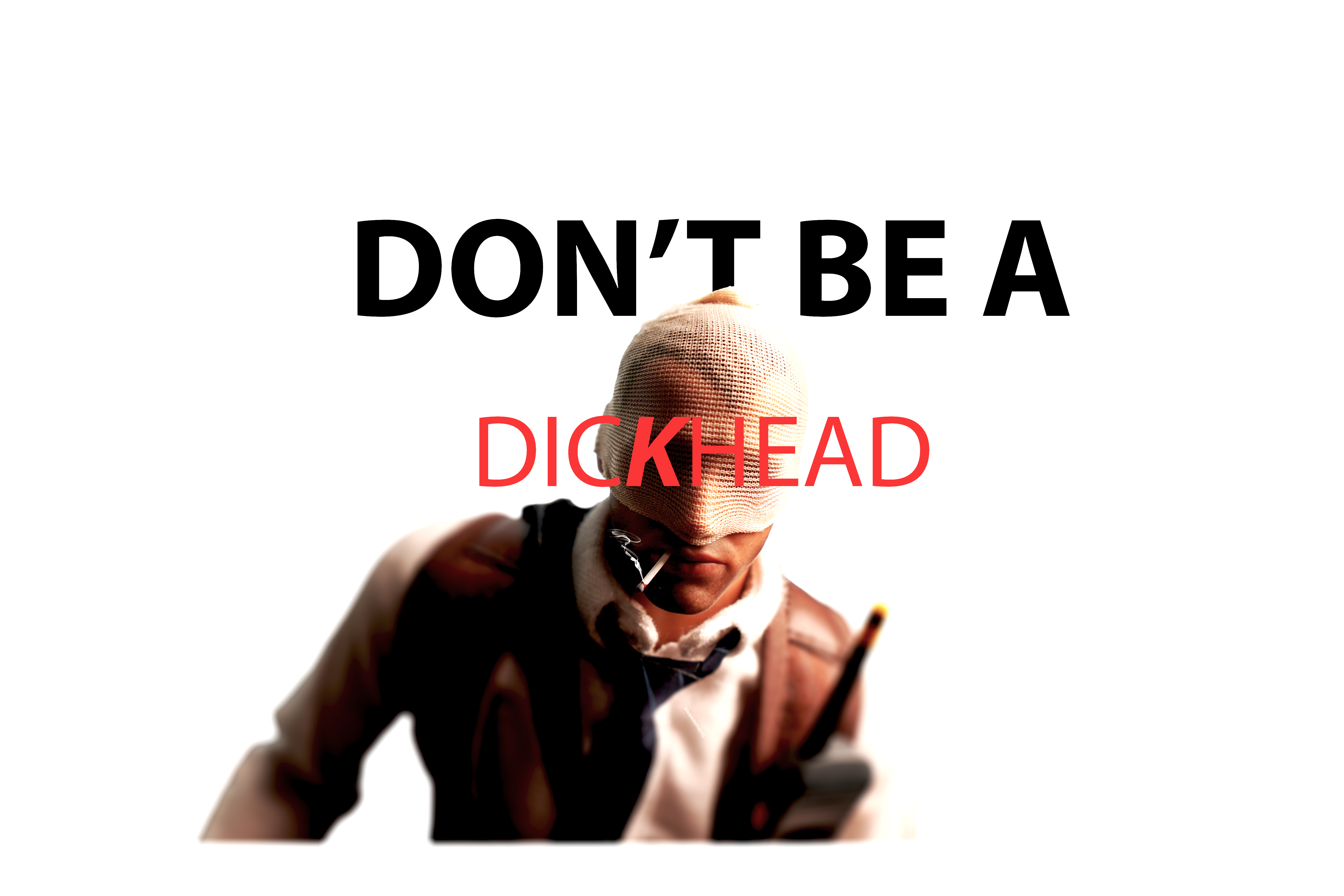 Agent number K figurine with text don't be a dick head white background